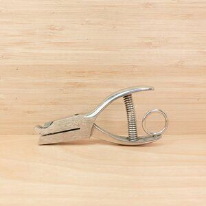 Vintage Maple Leaf Hole Punch Tool / Manual Metal Hand Punch / Leather Case